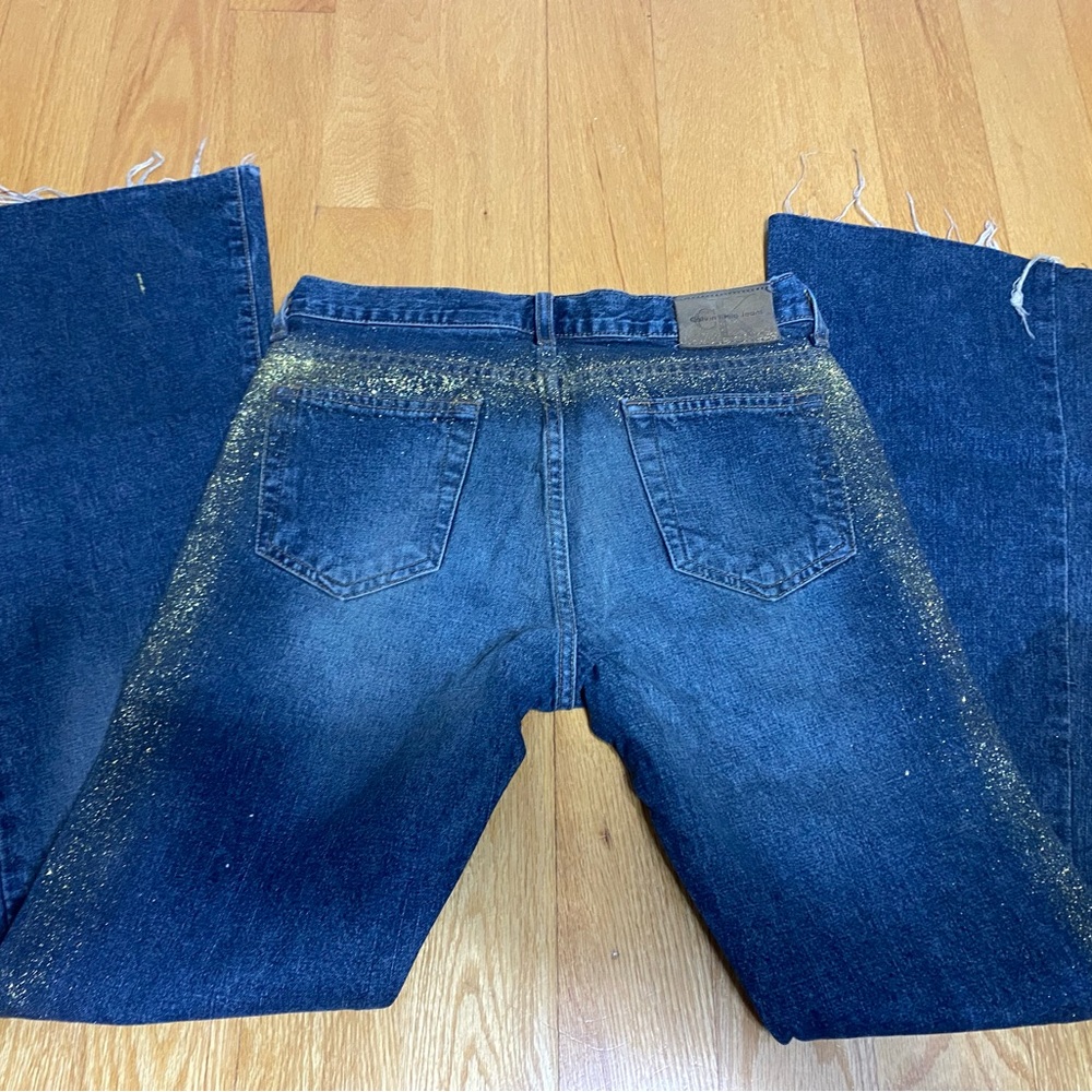 vintage Calvin Klein flare jeans with glitter